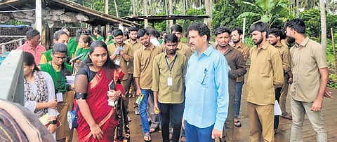 Farmer Kouta Umamaheswara Rao, along with his team members, at his goshala in Bhadradri Kothagudem district 