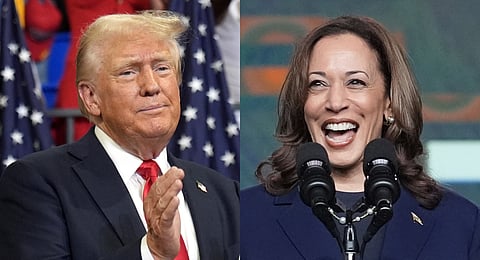  Vice President Kamala Harris arrives to speak during a campaign rally.