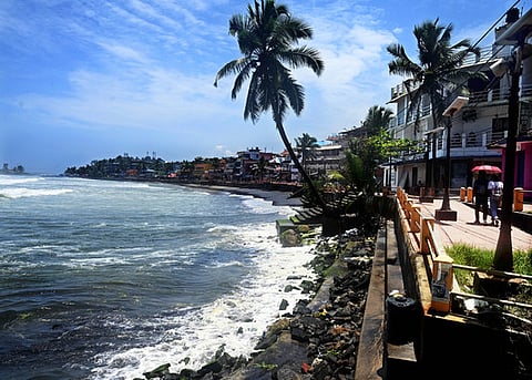 Sea swallowed the Kovalam light house beach following rough sea battered in the seashores in the