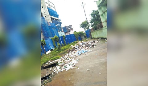 Biomedical waste lying scattered near pulmonary medicine department of SCB MCH