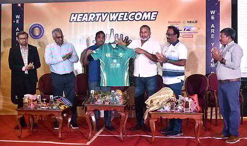 Shots of  Yanam cricket jersey launch at Lee royal meridien guindy in Chennai. 