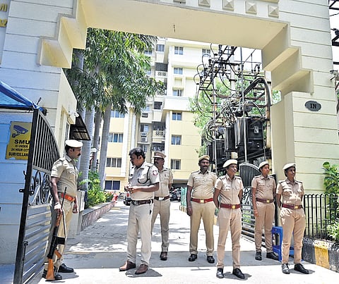Police security outside the late BSP leader Armstrong’s residence at Ayanavaram 