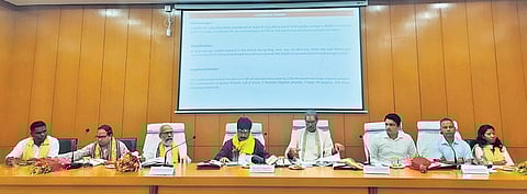 Deputy CM KV Singhdeo at the review meeting on ongoing development works in Mayurbhanj district I EXPRESS