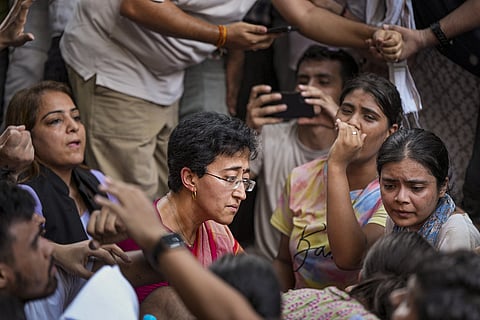 New Delhi: Delhi minister Atishi meets students protesting over the death of three civil services aspirants due to drowning at a coaching centre in
