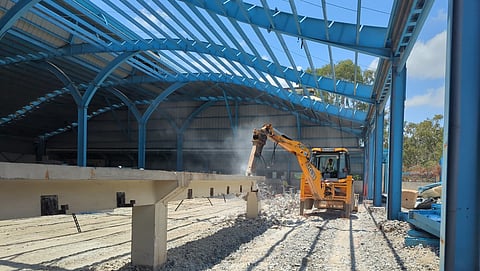 Existing stabling shed at Baiyappanahalli being dismantled to make way for a new one here.