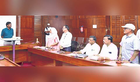 Krishna District Collector DK Balaji holds a review meet with officials