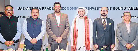 Industries Minister TG Bharath with UAE delegation.