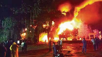 A screengrab of the fire that broke out in the industrial area in Belagavi on Tuesday