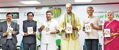 Odisha Dy CM Kanak Vardhan Singh Deo, minister Palanivel Thiaga Rajan, Dr Soumya Swaminathan, Krishna Byre Gowda and NABARD chairman KV Shaji were among those present at the international conference on Wednesday