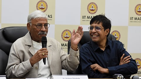 Krishna Chivukula with Prof V Kamakoti at IIT Madras.