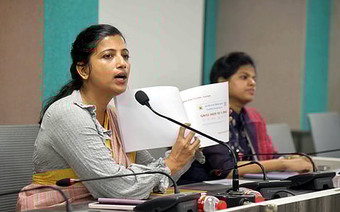 GHMC Commissioner Amrapali Kata addresses the press