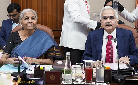 Union Finance Minister Nirmala Sitharaman with RBI Governor Shaktikanta Das during the Central Board of Directors of the Reserve Bank meeting.