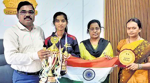 Nama Nityashri won the gold medal in the International Martial Arts Karate Championship 2024 held at Indoor Stadium