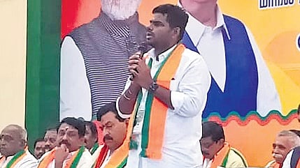 BJP leader K Annamalai at a meeting in Tiruppur on Sunday