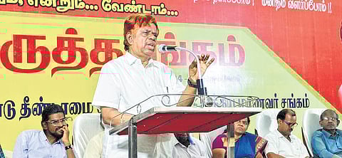Justice Chandru addressing a seminar in Tirunelveli on Sunday