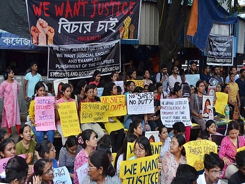 Junior doctors protesting in Kolkata
