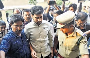 Jogi Rajiv, son of former minister Ramesh, being arrested by ACB on Tuesday 