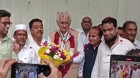 Congress leader Salman Khurshid after winning the IICC presidential elections. 