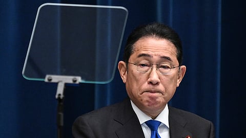 Japan's Prime Minister Fumio Kishida speaks during a press conference at his office in Tokyo as he announced he will not run in the upcoming party leadership vote in September, Wednesday, Aug. 14, 2024.