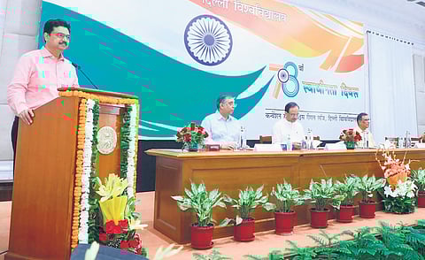 VC Yogesh Singh addressing students at a function | X