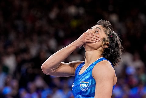 Indian wrestler Vinesh Phogat during the Paris Olympics 2024.