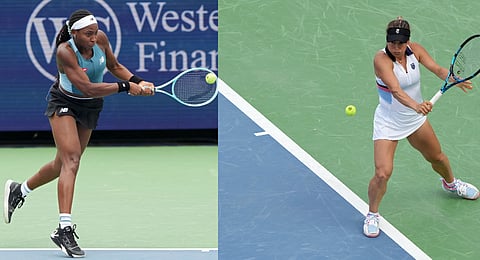 Coco Gauff and Yulia Putintseva in action during the Cincinnati Open