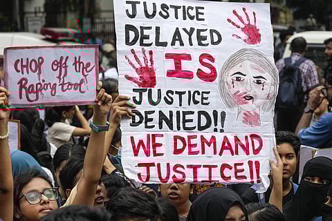 A protest against the rape and murder of a woman doctor at Kolkata's RG Kar Medical College