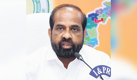 Health Minister Satya Kumar Yadav addressing the media on Friday 