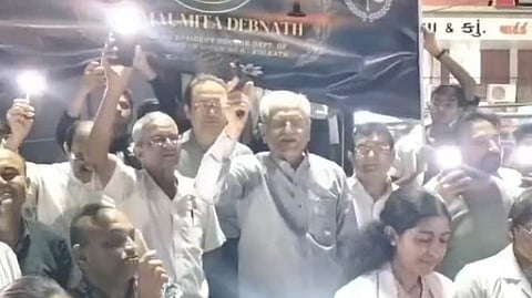 A video grab of Dr GJ Gajera publicly brandished his licensed revolver