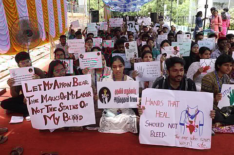 The participants, including Resident doctors, faculty , nurses, and medical students, marched together to highlight the issue and demand immediate action.