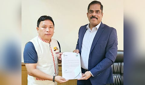 The newly appointed AIFF secretary Anilkumar with AIFF treasurer Kipa Ajay