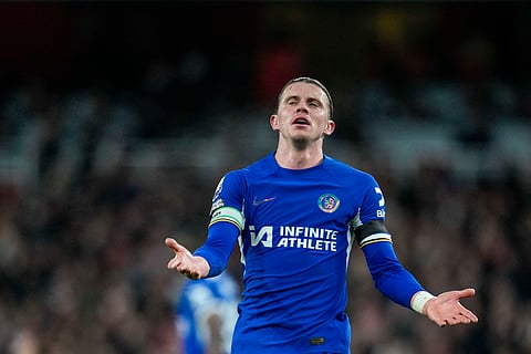 Chelsea's Conor Gallagher during an English Premier League match between Arsenal and Chelsea at Emirates Stadium in London.