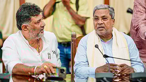 Chief Minister of Karnataka Siddaramaiah with DCM DK Shivakumar