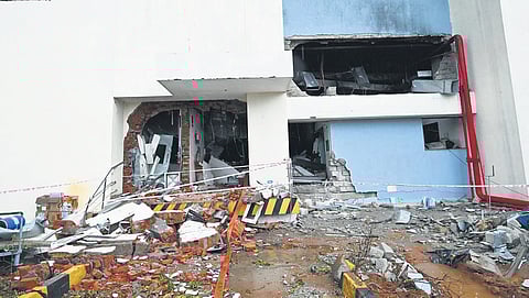 The severely damaged pharma unit in Atchutapuram SEZ after the blast 