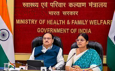 Union Minister for Health and Family Welfare J P Nadda and MoS Anupriya Patel during the launch of National Medical Register Portal of National Medical Commission.