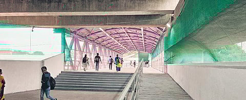 The Foot Over Bridge connecting the KR Puram railway station with the KR Pura Metro station was declared open during the weekend 