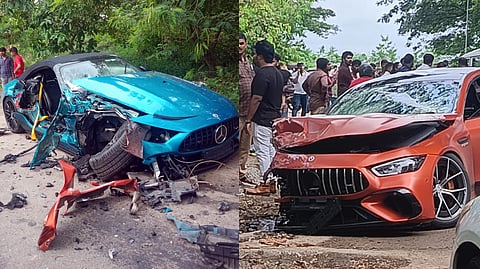 The Mercedes-Benz cars that collided head-on during a test drive on Willingdon Island Road.