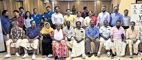 The beneficiaries of prosthetic limbs at Hotel Prashanth in Thiruvananthapuram