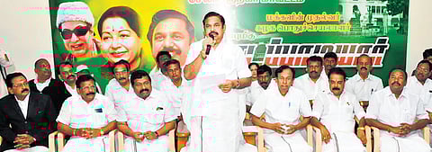 AIADMK general secretary Edappadi K Palaniswami addressing party cadre in Salem on Sunday 