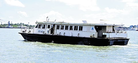 A ferry of the State Water Transport Department leaves for Fort Kochi from Ernakulam boat jetty