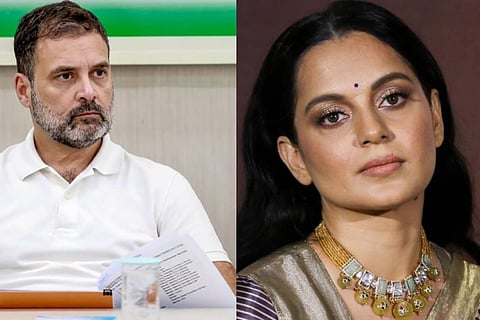 Congress MP Rahul Gandhi (L) BJP MP Kangana Ranaut