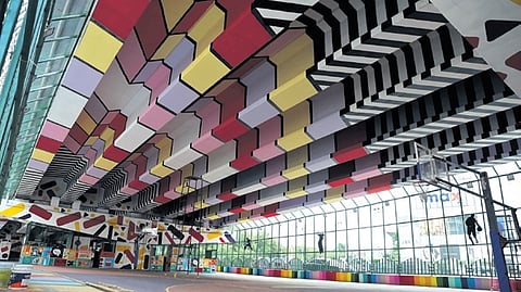 A view of the Sports Arena beneath the flyover, located opposite Nexus Mall in KPHB Colony 