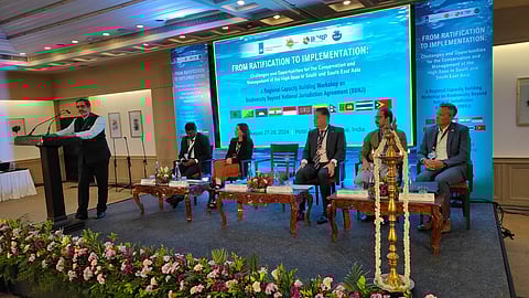 PK Srivastava, Advisor to the Union Ministry of Earth Sciences speaking at the two-day workshop on the implementation of the Agreement in Chennai on Tuesday.