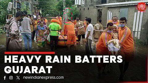 Heavy rain batters Gujarat causing flood-like situation; IMD issues red alert