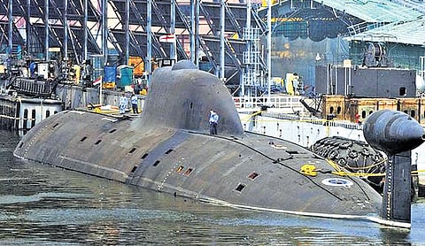 Nuclear submarine INS Arihant docked in Visakhapatnam.