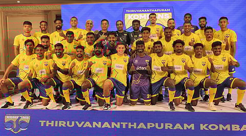 Team members and officials of Thiruvananthapuram Kombans, the Super League Kerala