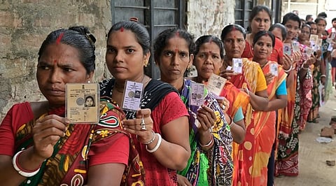 People stand in a queue to cast vote for Panchayat Elections (Representational Image)