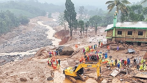 The landslide hit areas of Chooralmala in Wayanad. 