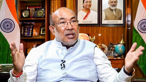 Manipur Chief Minister N. Biren Singh speaks during an interview with PTI, in Imphal, Thursday, Aug 29, 2024.