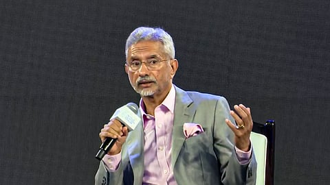 Union External Affairs Minister S Jaishankar speaks at the ET World Leaders Forum, in New Delhi, Saturday.